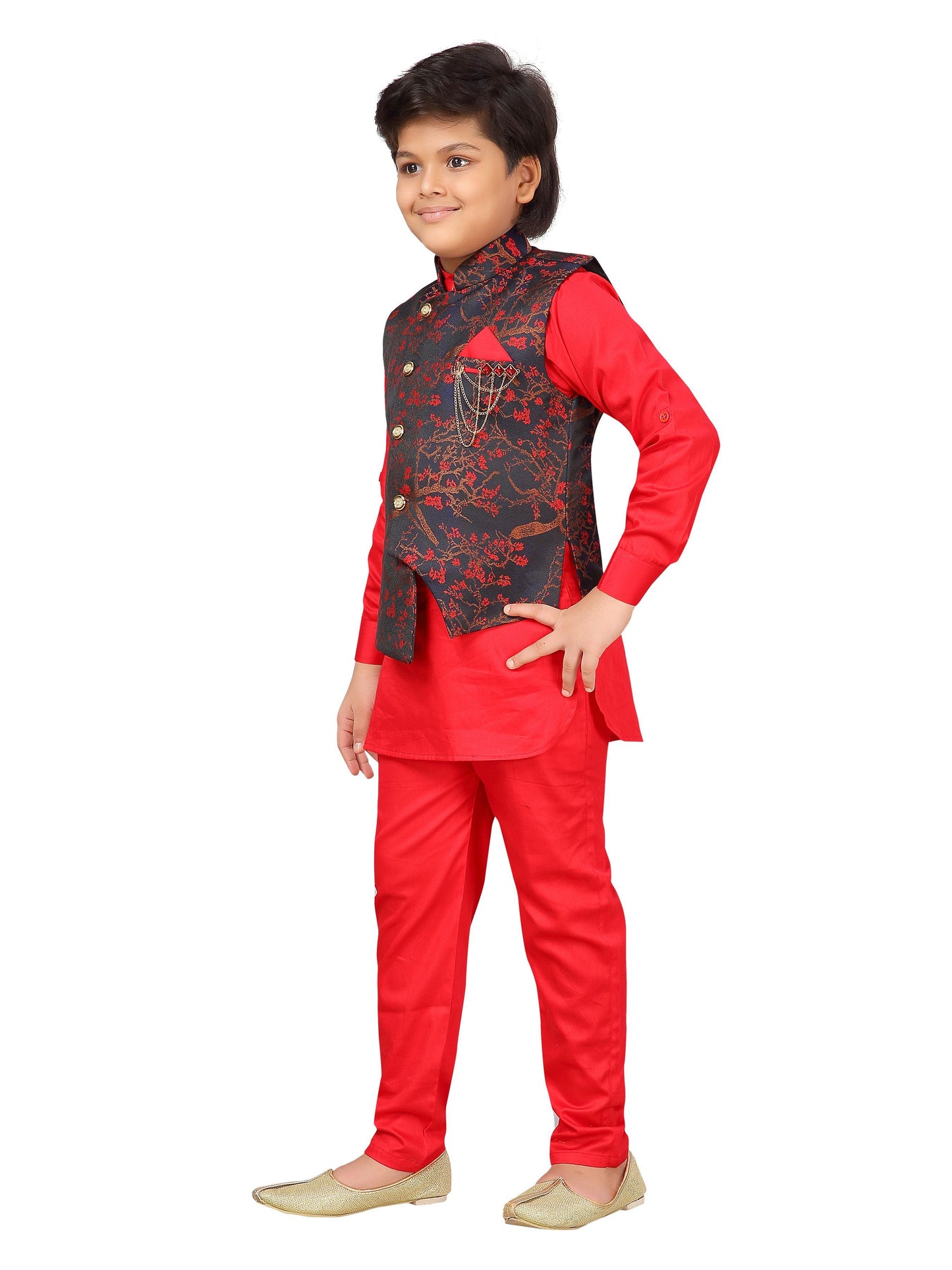 AJ Dezines Kids Kurta Pajama and Waistcoat Set For Boys