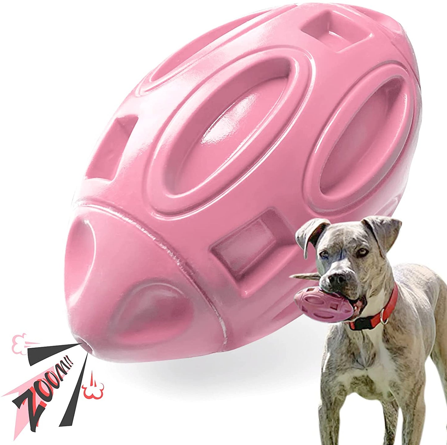 Squeaky Dog Toys for Aggressive Chewers: Rubber Puppy Chew Ball with Squeaker, Almost Indestructible and Durable Pet Toy for Medium and Large Breed