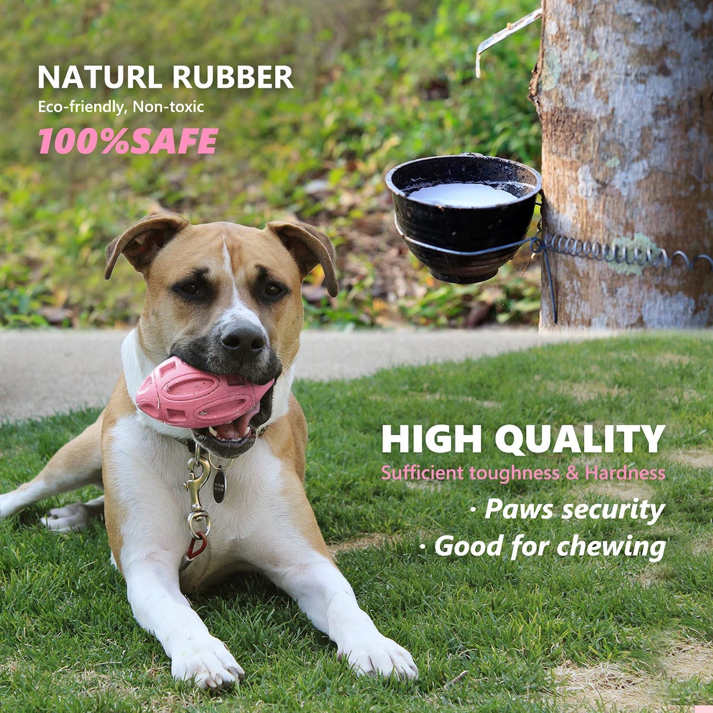 Squeaky Dog Toys for Aggressive Chewers: Rubber Puppy Chew Ball with Squeaker, Almost Indestructible and Durable Pet Toy for Medium and Large Breed