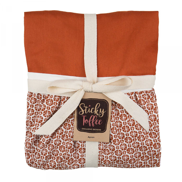 Sticky Toffee Cotton Women's Cooking Apron with Ruffle Skirt, Adjustable Tie, 34" x 34"